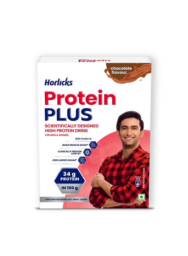 Horlicks هورليكس بروتين+ بنكهة الشوكولاتة مع مزيج ثلاثي من مصل اللبن وفول الصويا والكازين ، 400 جرام - Image 1