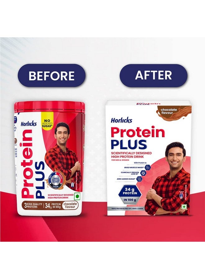 Horlicks هورليكس بروتين+ بنكهة الشوكولاتة مع مزيج ثلاثي من مصل اللبن وفول الصويا والكازين ، 400 جرام - Image 3