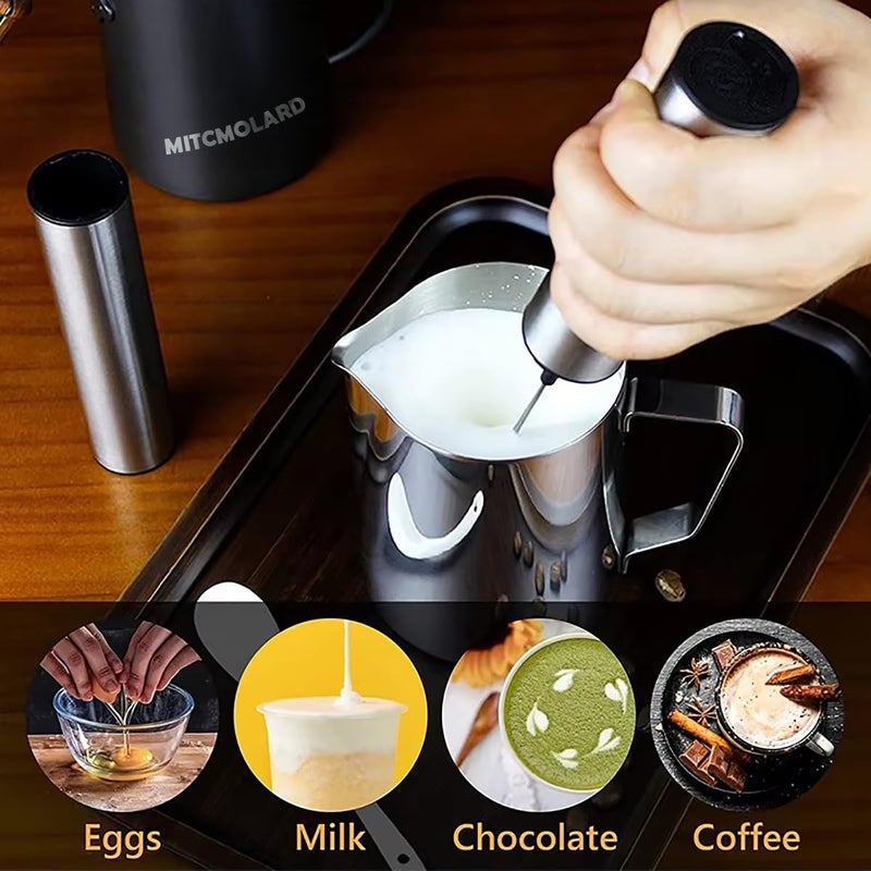MITCMOLARD Milk Frother Handheld, USB Rechargeable 3 Whisk with Sleeve, Charging Base | 800mAh Electric Coffee Mixer with Stainless Steel Whisk, 3 Speed Coffee Blender with Bursh for Latte, Cappuccino, Macchiato - Image 5