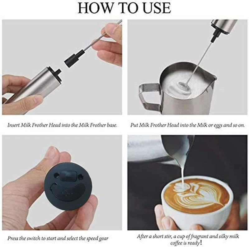 MITCMOLARD Milk Frother Handheld, USB Rechargeable 3 Whisk with Sleeve, Charging Base | 800mAh Electric Coffee Mixer with Stainless Steel Whisk, 3 Speed Coffee Blender with Bursh for Latte, Cappuccino, Macchiato - Image 4