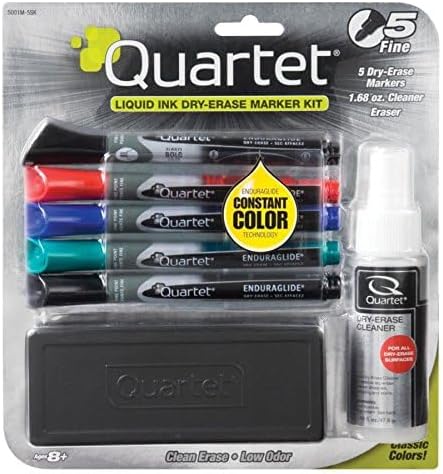 Quartet Quartet Dry Erase Markers Accessory Kit Includes 5 Fine Tip EnduraGlide Dry Erase Pens Whiteboard Eraser  White Board Cleaning Spray Bottle for Teachers Home School  Office Supplies 5001M5SK  - Image 4