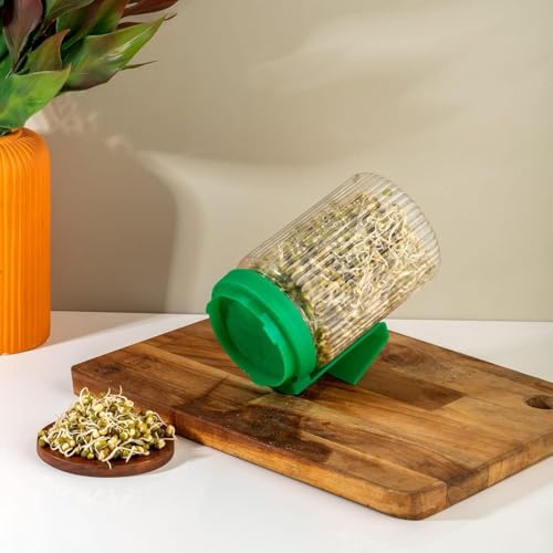 MOROVIK Sprouts Maker Jar – 720ml Durable & Reusable Sprouter for All Seeds and Beans, BPA-Free with 300-Hole Mesh Lid for Airflow, Odor-Free, Easy Drainage, and Hygienic Design – Green (MULTI) - Image 1