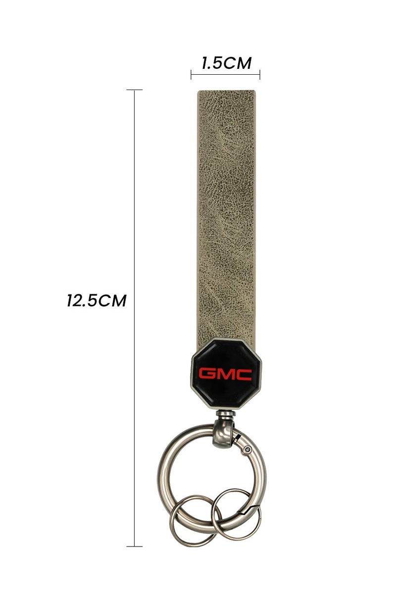 GMC Leather car keychain 12.5cm with 360° Swivel Metal Ring Double Screw Lock Soft Leather Strap for Car and Home Keys - Image 3