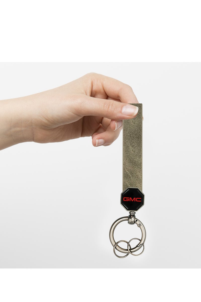 GMC Leather car keychain 12.5cm with 360° Swivel Metal Ring Double Screw Lock Soft Leather Strap for Car and Home Keys - Image 4