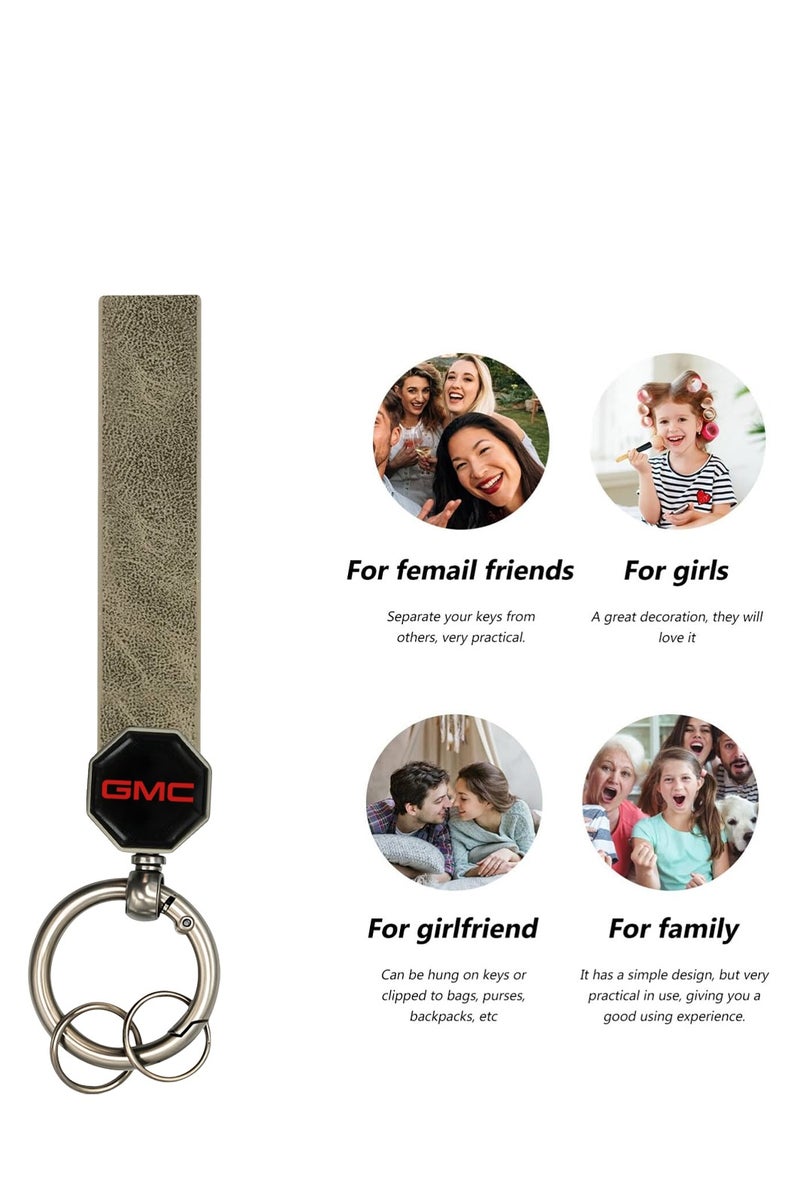 GMC Leather car keychain 12.5cm with 360° Swivel Metal Ring Double Screw Lock Soft Leather Strap for Car and Home Keys - Image 5
