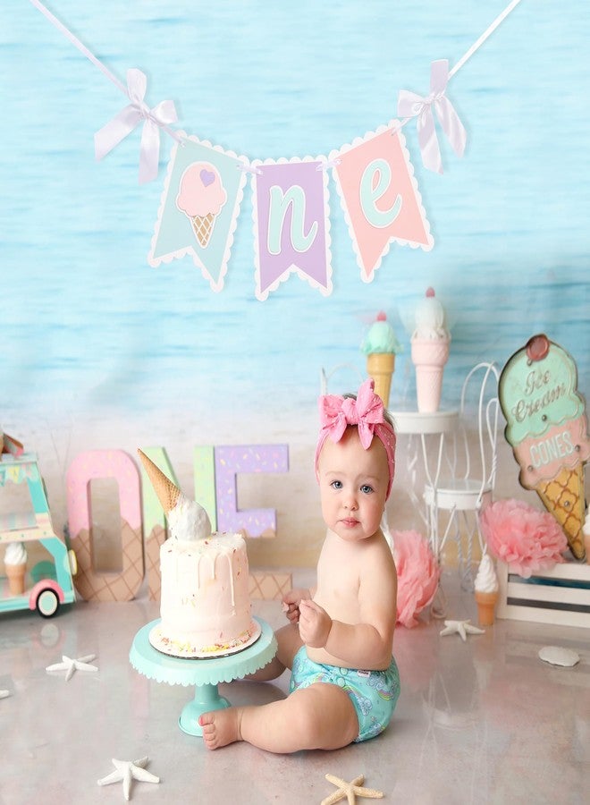 HIKLO Ice Cream 1st Birthday High Chair Banner - Ice Cream One Party Banner for Girl, Summer First Birthday Party Decorations, Sweet One Cake Smash Party Supplies, Hanging Banner Photo Props - Image 5