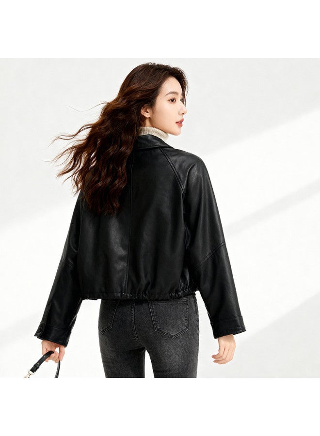 Fapai Fashionable And Elegant Short Women's Leather Jacket Spring And Autumn Coat Simple Genuine Leather Jacket For Women - Image 5