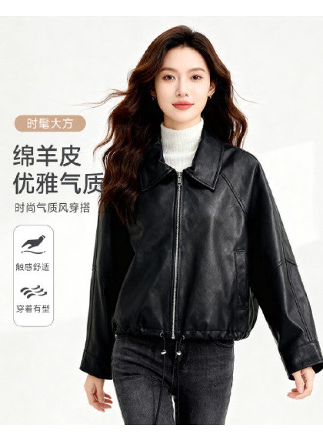 Fapai Fashionable And Elegant Short Women's Leather Jacket Spring And Autumn Coat Simple Genuine Leather Jacket For Women - Image 1