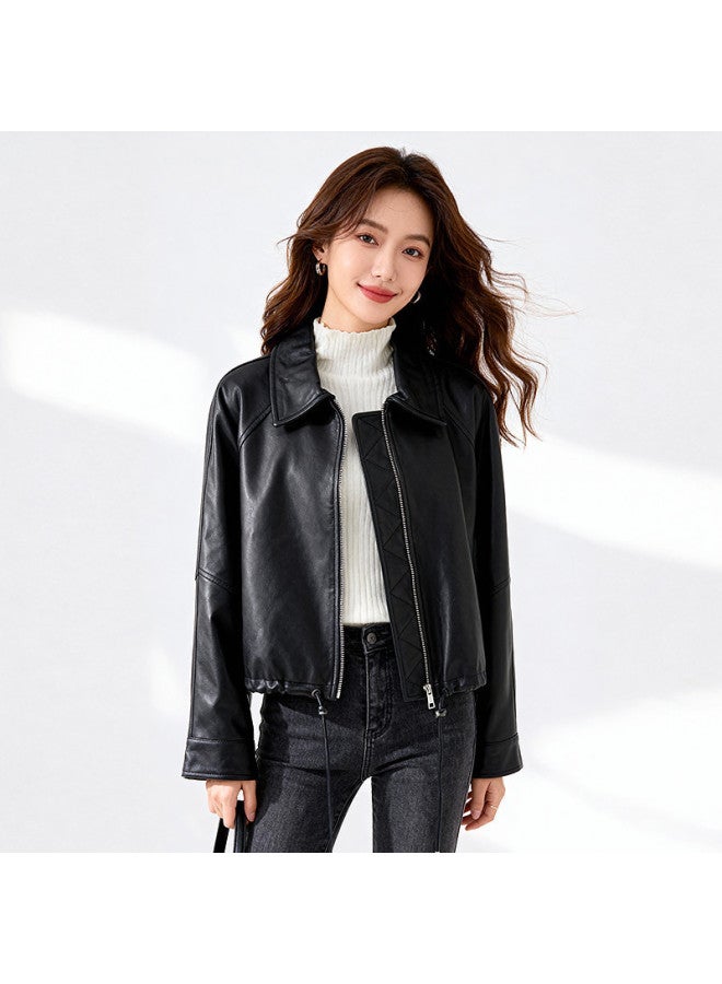 Fapai Fashionable And Elegant Short Women's Leather Jacket Spring And Autumn Coat Simple Genuine Leather Jacket For Women - Image 4