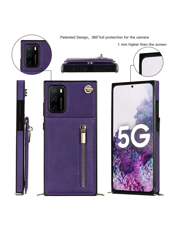 Zaboon Case For Huawei P40 Cross-body Zipper Square TPU+PU Back Cover Case with Holder & Card Slots & Wallet & Strap - Image 2