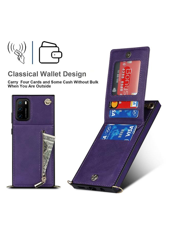 Zaboon Case For Huawei P40 Cross-body Zipper Square TPU+PU Back Cover Case with Holder & Card Slots & Wallet & Strap - Image 5