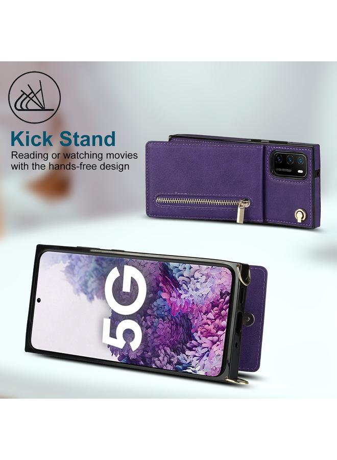 Zaboon Case For Huawei P40 Cross-body Zipper Square TPU+PU Back Cover Case with Holder & Card Slots & Wallet & Strap - Image 3