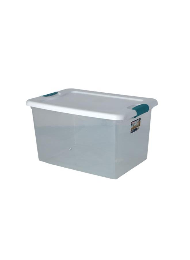 Sterilite Stackable SpSaving Durable Ultra Latch Lid Storage Box Clear and White 61 Liter  - Image 2
