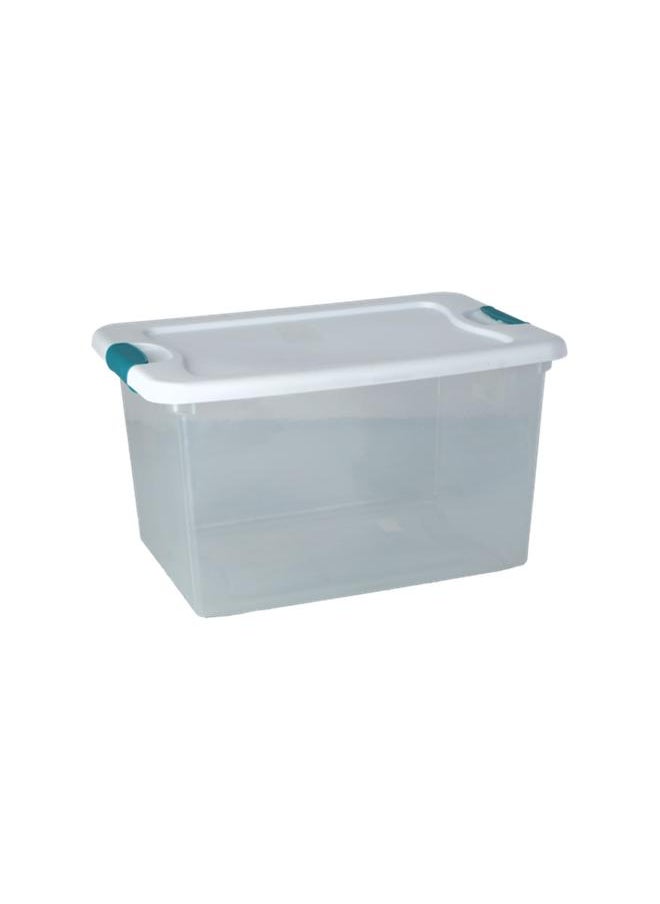 Sterilite Stackable SpSaving Durable Ultra Latch Lid Storage Box Clear and White 61 Liter  - Image 1