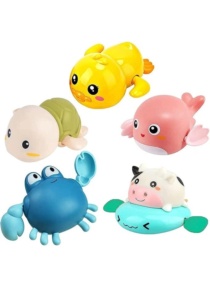 Bath Toy,Cute Animal Clockwork Bathtub Swimming Pool Toy,Baby Bath Toys for Toddlers 1-3, Boys & Girls Water Bath Toy Set,4 Pack  - Image 1