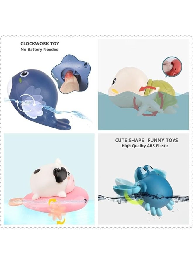 Bath Toy,Cute Animal Clockwork Bathtub Swimming Pool Toy,Baby Bath Toys for Toddlers 1-3, Boys & Girls Water Bath Toy Set,4 Pack  - Image 2