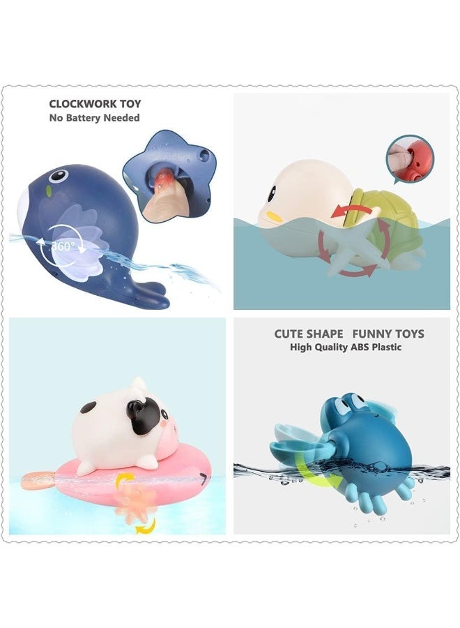 Bath Toy,Cute Animal Clockwork Bathtub Swimming Pool Toy,Baby Bath Toys for Toddlers 1-3, Boys & Girls Water Bath Toy Set,4 Pack  - Image 5