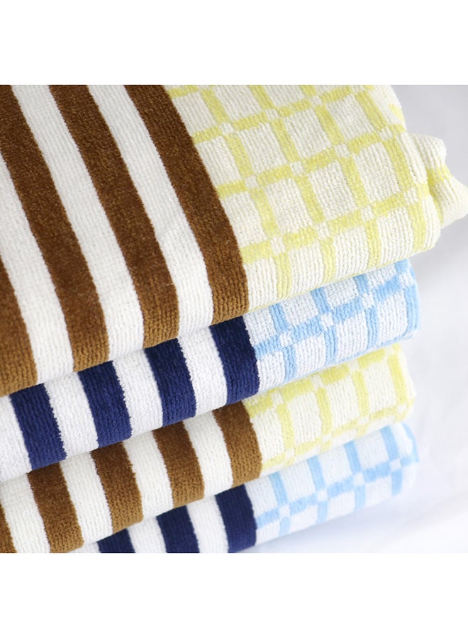 White Rose مجموعة مناشف حمام مكونة من 4 قطع HYDRO 420 GSM 100% قطن مخملي 4 مناشف استحمام 70x140 سم أزرق وأصفر تصميم خطوط عصرية لمسة فاخرة فائقة الامتصاص - Image 2