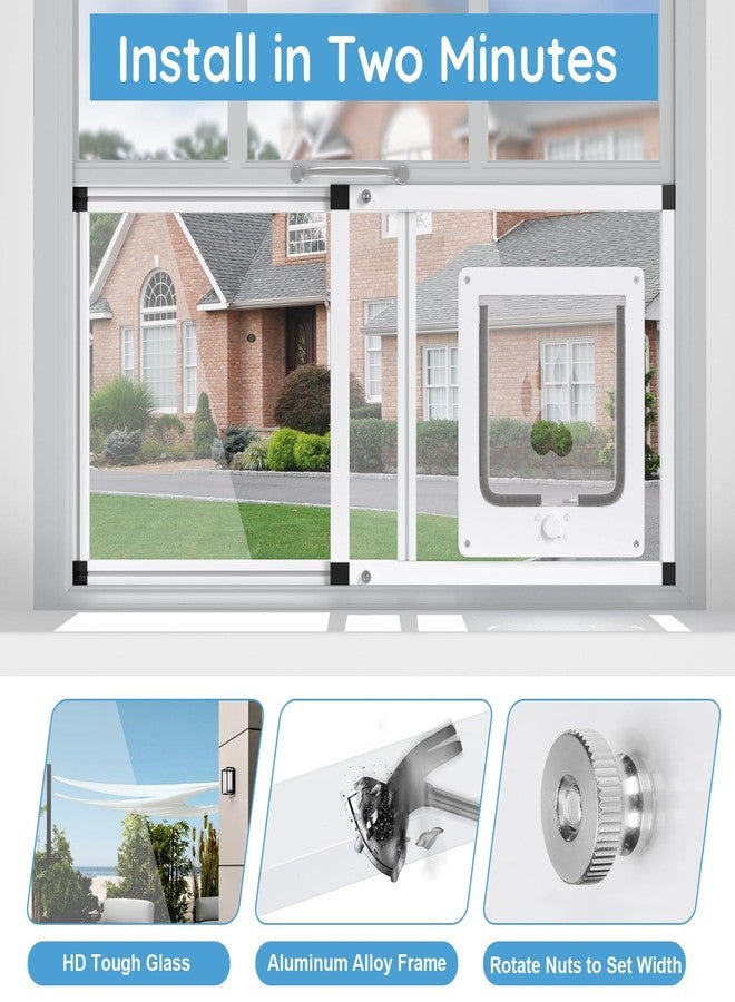 Yoochee Sliding Cat Door for Window, Fits 32"-37" Width Window, 2-Min Install | Aluminum Frame + HD Glass | Weatherproof Design | Magnetic Closure Window Cat Door Insert, Adjustable Pet Door Window for Cats - Image 5