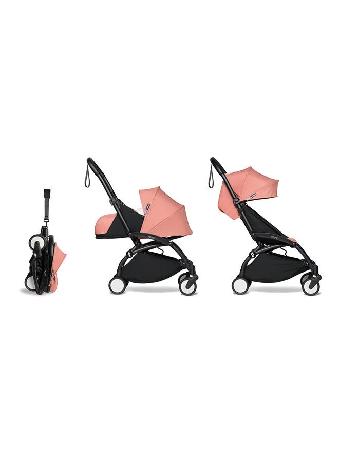BABYZEN Yoyo2 Stroller Includes Harness, Backrest, Hood Extensions, Shoulder Strap, Storage Bag, Seat Cushion And Matching Canopy (Black Frame With Ginger 6+ Colour Pack)