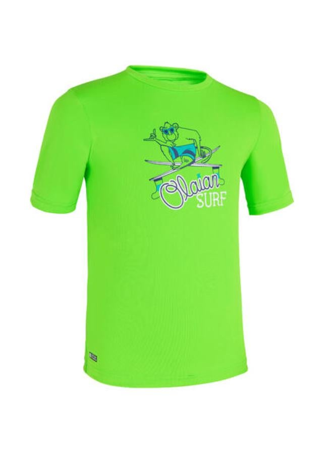 OLAIAN Kids’ surfing anti-UV printed water T-Shirt - green - Image 1
