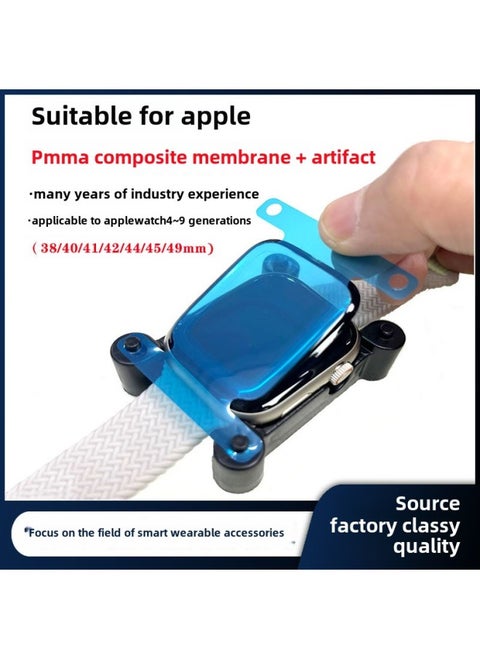 Applicable To Apple Watch S9/8/7 Film PMMA Composite Film Film Artifact Apple Watch ]-Color:Frosted-PMMA Composite Film 1 Pack (film 1 Artifact Bracket Scratch Card Packaging Box)-Dimensions:Apple 49mm Ultra2/3 (9th Generation) Model