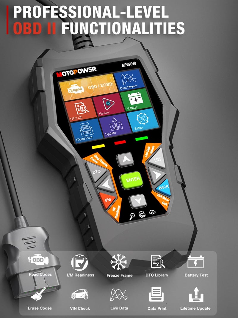 Motopower Mp69040 Car Obd2 Scanner Check Engine Fault Code Reader Diagnostic Scan Tool  Black - Image 2