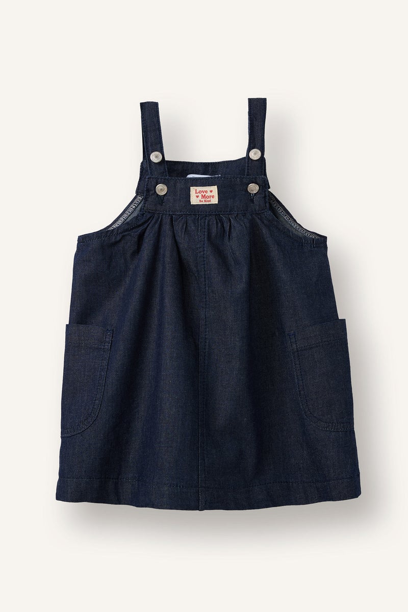 ديفاكتو فستان بيبي بناتي جينز قطن بقصة عادية - Image 1