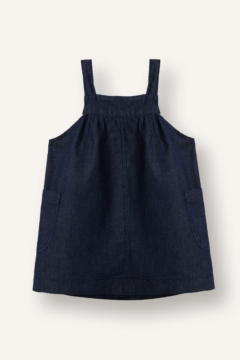 ديفاكتو فستان بيبي بناتي جينز قطن بقصة عادية - Image 3