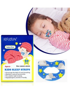 Sefudun 50 Pcs Kids Sleep Strips Sleep Patch, Gentle Mouth Band Reduces Mouth Breathing Improves Nighttime Sleep and Provides Immediate Snoring Relief  - Image 1