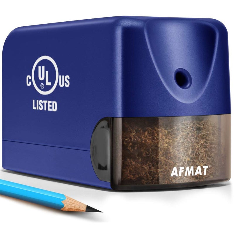 AFMAT Electric Pencil Sharpener, Heavy Duty Colored Pencil Sharpeners for Classroom, Home, UL Listed Pencil Sharpener for 6.5-8mm No.2/Colored Pencils, 10000+ Sharpenings, Blue PS28 - Image 1