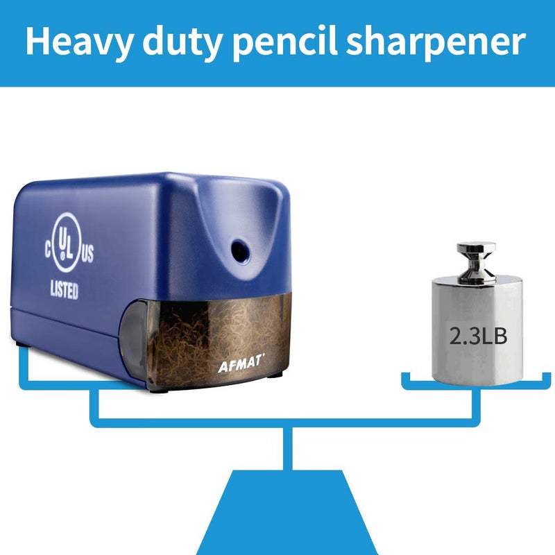 AFMAT Electric Pencil Sharpener, Heavy Duty Colored Pencil Sharpeners for Classroom, Home, UL Listed Pencil Sharpener for 6.5-8mm No.2/Colored Pencils, 10000+ Sharpenings, Blue PS28 - Image 4