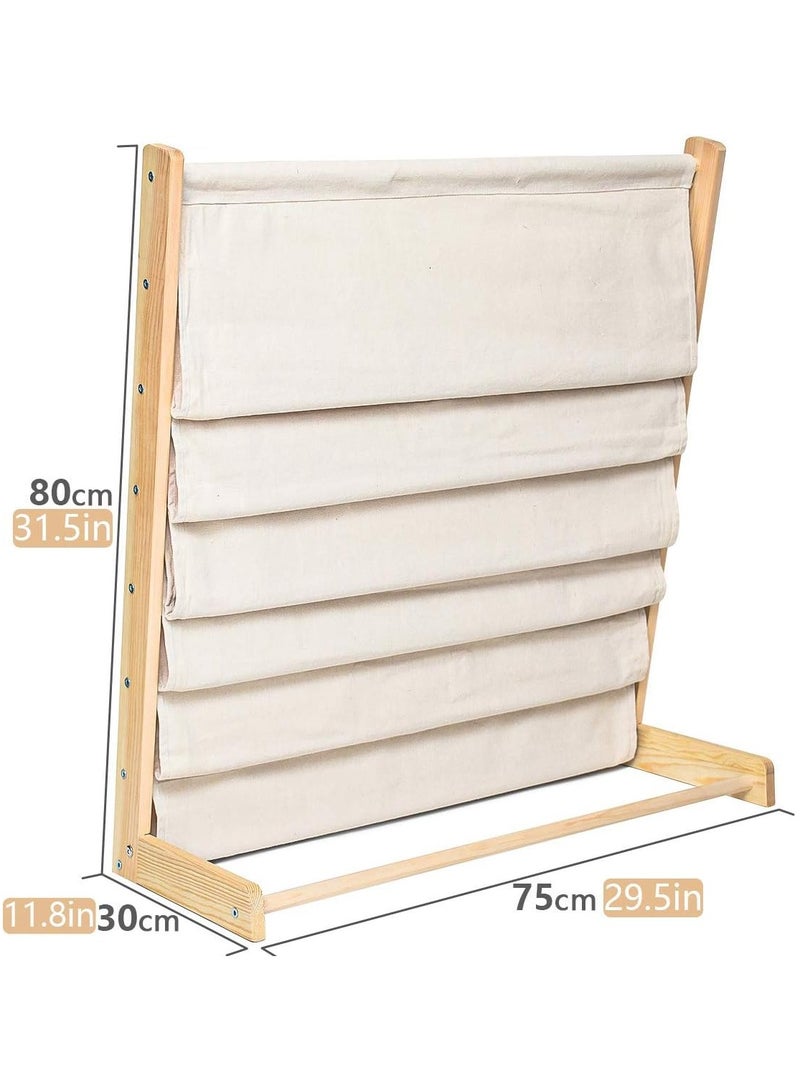 NNEWVANTE Sling Bookshelf,Bookshelf for Kids, Baby Bookshelf Kids Book Rack Natural Wood Sling Bookcase, Childrens Book Organizer for Play Room Toy Storage, Nursery Book Display  - Image 3