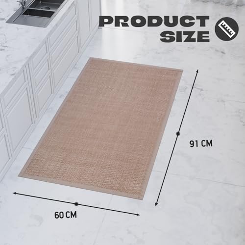 Hargiis Kitchen Rug, Rubber Non Slip Kitchen Rugs Washable, Absorbent Runner Mat for Floor, Machine Washable Standing Mats for in Front of Sink, Door, Laundry, Entryway, Hallway (Camel, 36" × 24") - Image 2