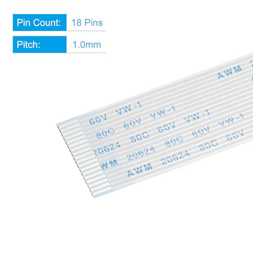 MECCANIXITY Flexible Flat Cable Extension Ribbon Cables 18 Pins 1.0mm Pitch 300mm for 3D Printer, DIY, Camera, Screen and DVD Player Connector A Type Pack of 10 - Image 3