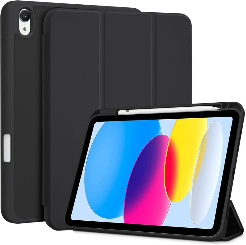 Procases For Ipad A16 11Th Generation 11 Inch 2025/ Ipad 10Th Generation 10.9 Inch 2022 Case With Pencil Holder, Hybrid Cover With Soft Tpu Back, Supports Touch Id, Auto Wake/Sleep -Black - Image 1