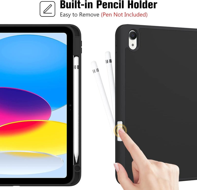 Procases For Ipad A16 11Th Generation 11 Inch 2025/ Ipad 10Th Generation 10.9 Inch 2022 Case With Pencil Holder, Hybrid Cover With Soft Tpu Back, Supports Touch Id, Auto Wake/Sleep -Black - Image 3