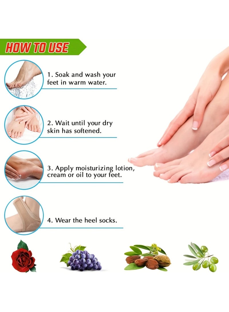 Gel Heel Socks for Dry Cracked Feet-ToelessMoisturizing Heel Repair Socks for Women DryFeet, Spa Socks for Overnight Heel Treatmentfor Softening and Repairing (1 Pairs) (Black) - Image 4