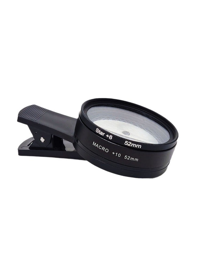 52mm Mobile Phone Macro Lens 10 Times Macro Close-up Head Magnifying Glass Starlight Mirror Large Aperture Magnification Detail Shooting-Color: 15 Times Macro Large Hole Clip Waist Bag Cloth  - Image 5