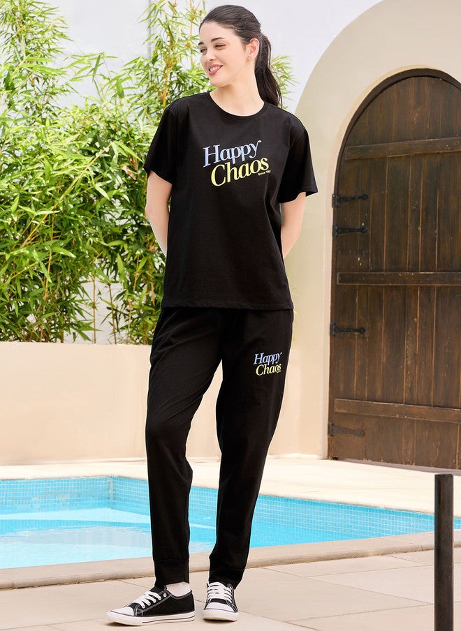 beebelle ETC X beebelle Printed Cotton Top & Track Pants Co-Ord Set - Image 3