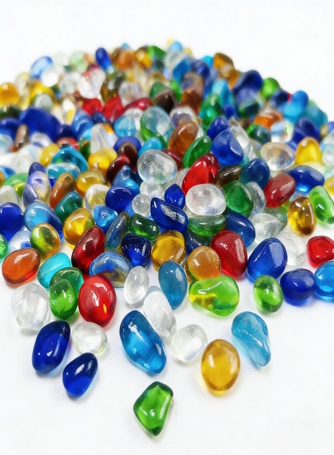 PLOOTA 0.93LB Decorative Sea Glass Pebbles, Colorful Clear Irregular Stones for Fish Tank, Aquarium Gravel, Garden, Vase Filler, Turtle Tank Decoration (Colorful Glazed Sand, 0.93LB) - Image 1