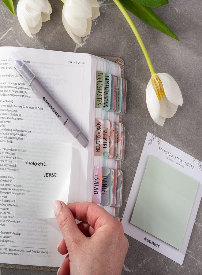 DiverseBee 50 Sheets Pastel Transparent Sticky Notes, 3x3” Clear Sticky Tabs, Translucent Page Flags Book Markers Stickers, Planner Accessories, Bible Journaling Study Office Supplies (Eggshell) - Image 3