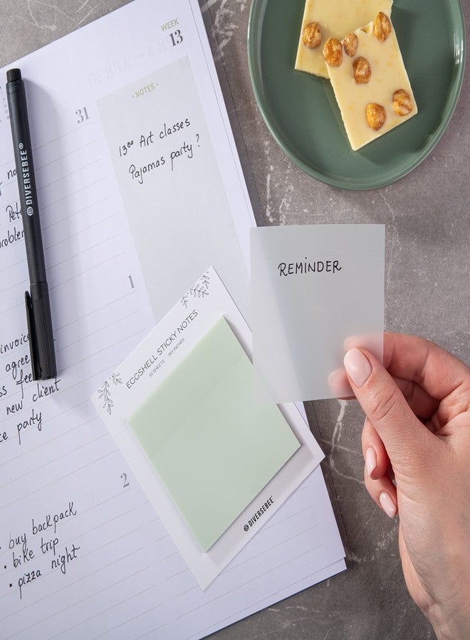 DiverseBee 50 Sheets Pastel Transparent Sticky Notes, 3x3” Clear Sticky Tabs, Translucent Page Flags Book Markers Stickers, Planner Accessories, Bible Journaling Study Office Supplies (Eggshell) - Image 4