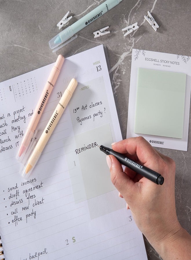 DiverseBee 50 Sheets Pastel Transparent Sticky Notes, 3x3” Clear Sticky Tabs, Translucent Page Flags Book Markers Stickers, Planner Accessories, Bible Journaling Study Office Supplies (Eggshell) - Image 5