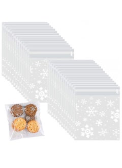 HomarKet 100 Pack Self Sealing Cellophane Bags Snowflake Cookie Candy Bags for Gift Giving Clear Treat Bags  - Image 1