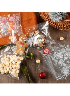 HomarKet 100 Pack Self Sealing Cellophane Bags Snowflake Cookie Candy Bags for Gift Giving Clear Treat Bags  - Image 3