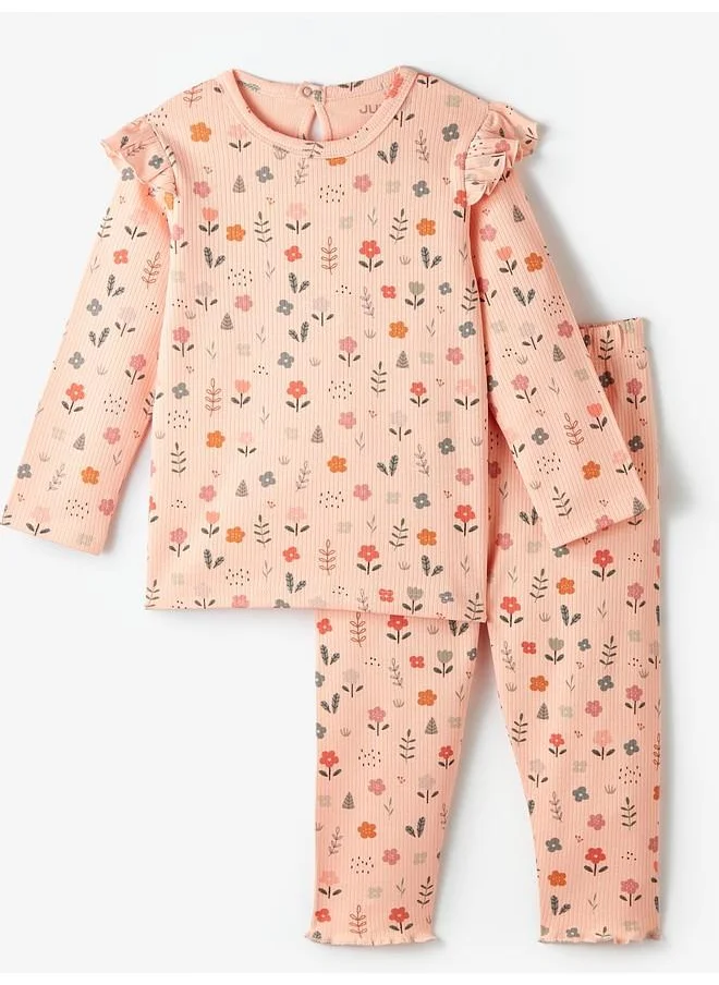 JUNE June Baby Ruffle 2-Pack Set Peach