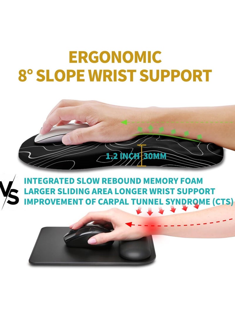 Digipace Ergonomic Mouse Pad Wrist Support, Wrist Rest Mousepad for Carpal tunnel Pain Relief with Integrated Memory Foam Slope Massage Bulge,Waterproof Gaming Mouse Pad, (11.8x7.9 inch,Topographic Contour）  - Image 5