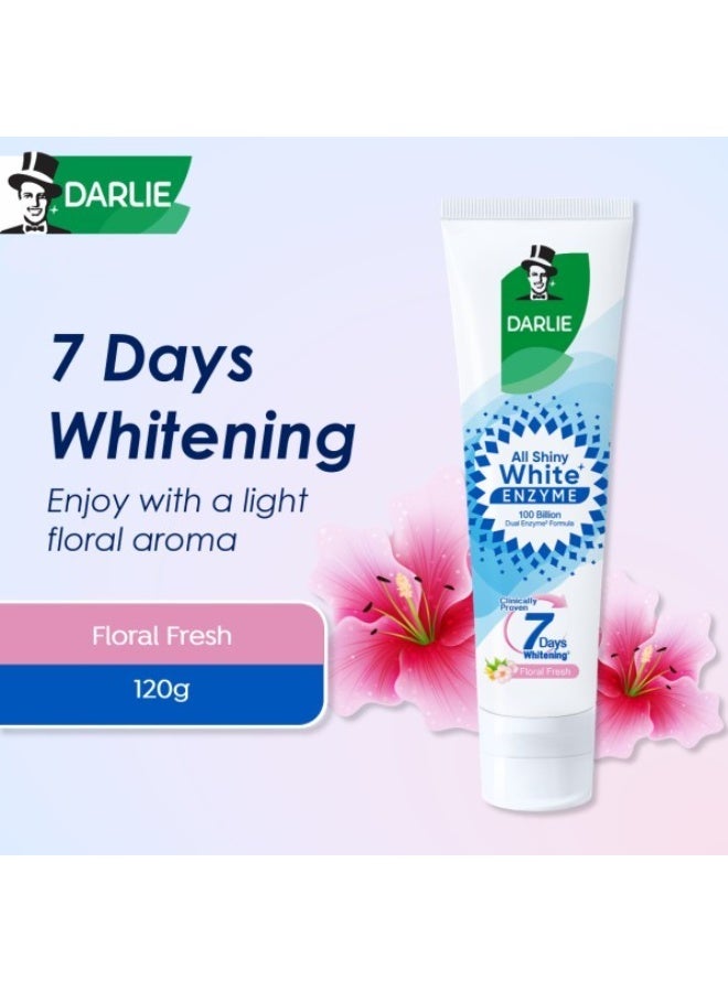 Darlie All Shiny White Enzyme Floral Fresh Toothpaste - 120g - Image 3