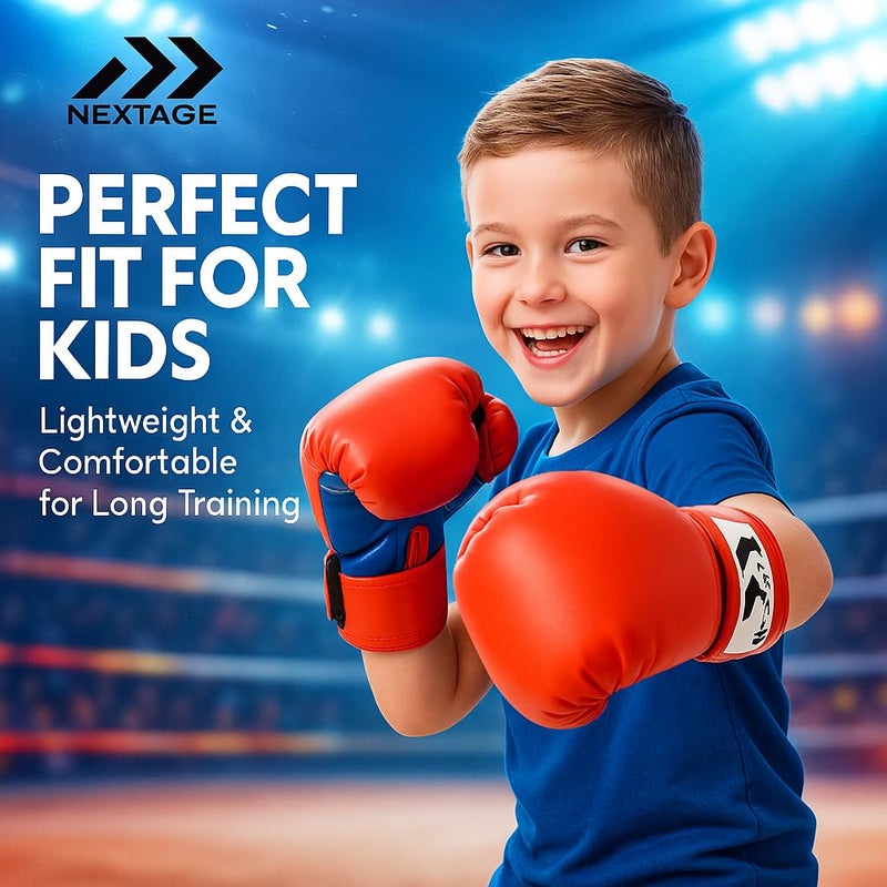Nextage Kids 4 oz Boxing Gloves for Age 3‑7 | Lightweight PU Vinyl Training Gloves with Foam Padding & Wrap‑Around Strap | Boxing Gloves for Children’s Sparring & Punching Bag Practice - Image 3